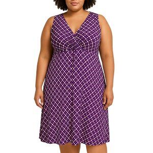 Merona Purple Crochet Back Collar Geometric Fit & Flare Dress Plus Size XXL